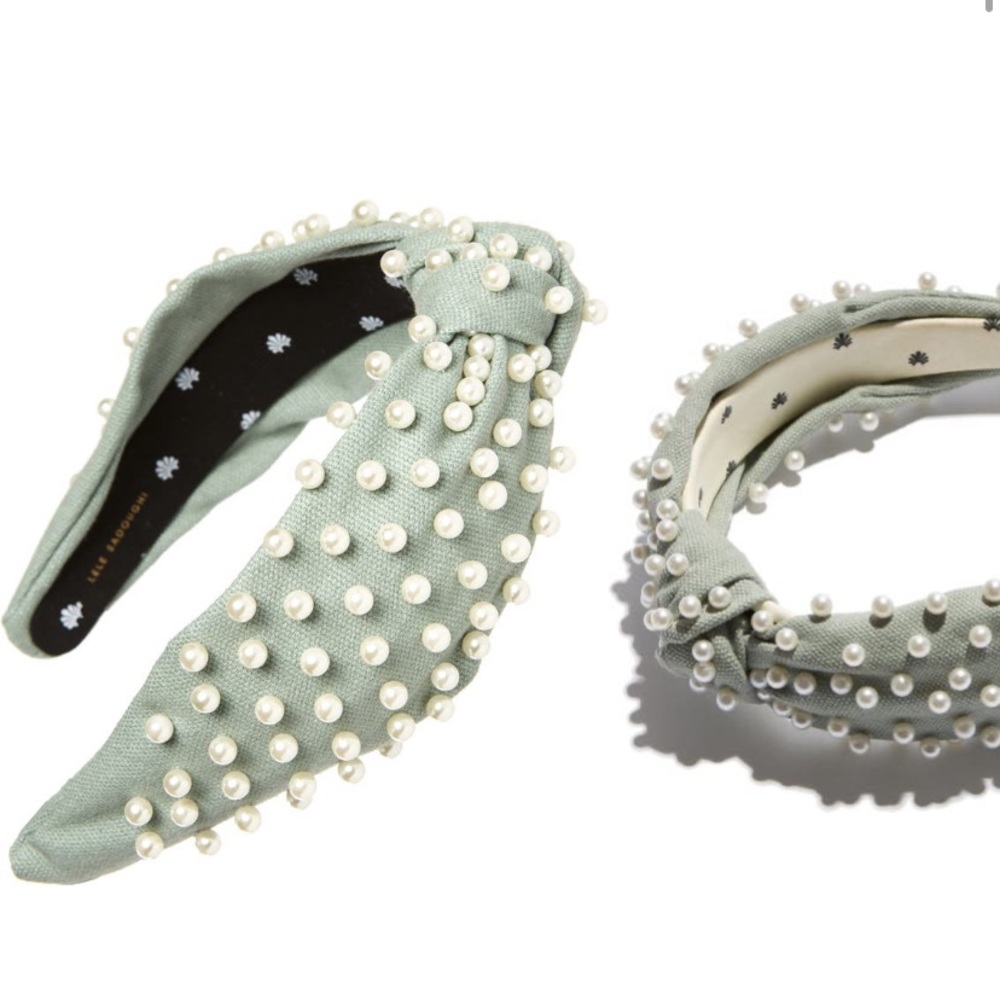 Lele Sadoughi dove grey pearl headband